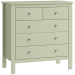 HOMCOM 5 Drawer Chest of Drawers, Modern Dresser for Bedroom, Bedside Storage Cabinet, Wide Storage Unit with Glide Runners for Living Room, Hallway, Closet, 79 x 39.5 x 80.5 cm, Sage Green
