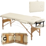 HOMCOM Camilla Plegable con Altura Ajustable 67-92 cm para Uso Profesional de Belleza Acupuntura y Fisioterapia 210x81 cm Crema