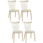 HOMCOM Juego de 4 Sillas de Comedor Estilo Nórdico con Respaldo de Polipropileno y Patas de Madera 48x52,5x83 cm Natural