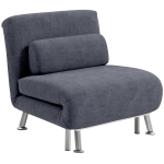 HOMCOM Single Velvet-Feel Sleeper Chair - Charcoal Grey