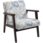 HOMCOM Sedia per Soggiorno Poltroncina Imbottita con Braccioli in Legno e Tessuto Traspirante per Casa e Ufficio, a Fiori, 68.5x78.5x75cm