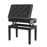 HOMCOM Klavierbank Höhenverstellbar Sitzbank mit Stauraum, Holzbeine, Klavierhocker aus Kunstleder, für Musikzimmer, belastbar bis 200 kg, 54,5 x 33 x 48-58 cm, Schwarz