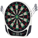 HOMCOM Elektronische Dartscheibe Dartboard mit Englische Sprachansagen LED-Anzeigen 6 Darts 24 Dartköpfe 18 Spiele 159 Varianten Dartautomat Dartscheibe Set für bis zu 8 Spieler
