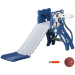 AIYAPLAY 3 in 1 Kinderrutsche mit Klettergerüst Basketballkorb Kleinkindrutsche, Cartoon-Design ür Kleinkinder 18-36 Monaten Blau