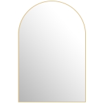 HOMCOM Miroir mural arqué miroir de salle de bain avec cadre en alliage d'aluminium pour chambre salon entrée 60 × 90 cm or
