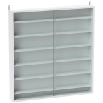 HOMCOM Bacheca Portaoggetti a 5 Ripiani Regolabili in Legno con Ante in Vetro, 80x9.5x83 cm, Bianco