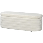 HOMCOM Bank met Opbergruimte, Gestoffeerde Bank met Teddy-fleece, Bedbank met Houten Frame, Schoenenbank voor Slaapkamer, Woonkamer, Hal 116 x 41 x 40,5 cm, Crèmewit