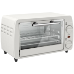 HOMCOM Mini-Ofen Toasterofen, 1 Backblech, 1 Grilrost, 10 L Kapazität, Timer-Funktion, 36,5 cm x 26 cm x 22 cm, Cremeweiß