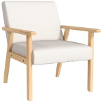 HOMCOM Fotoliu Decorativ în Stil Scandinav din Lemn de Pin cu 2 Perne, 64x70x72 cm, Gri și Culoarea Lemnului