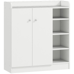 HOMCOM Schuhschrank Schuhregal Allzweckschrank Kommode Dielenschrank Highboard Schrank Ablage Regal 2-Türig 4 Fächer Spanplatte Weiß 83 x 30 x 90 cm