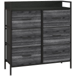 HOMCOM Rustic Chest of Six Fabric Drawers - Black