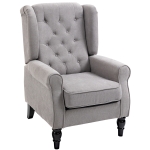 HOMCOM Poltrona de Sala com Apoios de Braços e Pés de Madeira Carga 160 kg para Quarto Escritório Sala de Estar 74x86x102 cm Cinzento