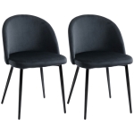 HOMCOM Lot de 2 chaises salle à manger chaise de cuisine scandinave chaise en velours rembourrée avec pieds effilés en métal