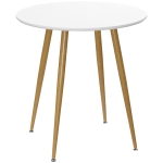 HOMCOM Mesa de Comedor Redonda para 2 Personas Mesa de Cocina Estilo Nórdico con Patas de Metal Ø72x75 cm Blanco Mate
