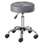 HOMCOM Salonstuhl mit Rädern Rollhocker höhenverstellbar drehbar Salon Hocker Samt-Touch Schaumstoff Chrom-Basis Hellgrau 35 x 35 x 49-61 cm