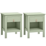 HOMCOM Lot de 2 tables de chevet avec tiroir et compartiment ouvert, 45 x 40 x 55 cm, vert