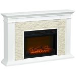HOMCOM Lareira Elétrica 1800W com Efeito de Chama Temporizador Semanal e Proteção Contra Superaquecimento 120x24x80 cm Branco