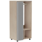 HOMCOM Armoire penderie armoire de rangement mobile avec rideau, tringle de suspension, 60 x 40 x 128 cm, effet bois naturel