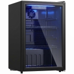 HOMCOM 70L Drinks Fridge, 70 Can Under Counter Freestanding Beer Fridge with LED Light