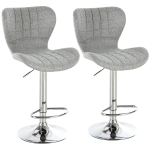 HOMCOM Set 2 scaune de bar rotative cu înălțime reglabilă, suport pentru picioare și spătar din material textil, gri