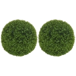 HOMCOM 2er-Set Buchsbaumkugel, Künstliche Pflanzen, Zimmerpflanze mit UV-Schutz, Deko-Pflanze, für Indoor, Outdoor, Grün