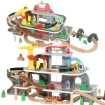 AIYAPLAY houten treinset, 79 delen, 4 niveaus, lift, kraan, uitbreidbaar, kleurig