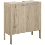 HOMCOM Meuble salle de bain sous lavabo - meuble sous-vasque - placard 2 portes avec étagère - dim. 60L x 30l x 70H cm - MDF imitation bois gris