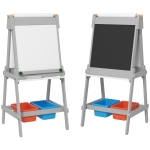 AIYAPLAY Dubbelzijdige Kinder Tekenezel met Papierrol, Krijtbord, Whiteboard, 3-in-1 Ontwerp, voor Tekenen en Schilderen