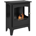 HOMCOM Chimenea de Etanol 7000BTU Chimenea de Bioetanol de Acero Tanque de 0,9 L Tiempo de Combustión 3H 39x26x54 cm Negro
