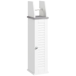 kleankin Toilet Roll Holder Cabinet, Slim Freestanding Bathroom Cabinet with Adjustable Shelf, Toilet Roll Storage Unit, White