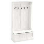 HOMCOM Garderobe mit Sitzbank, 5 Kleiderhaken, 1 Stauraum, Wandgarderobe, Weiß + Schwarz