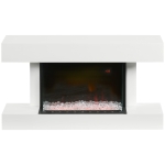 HOMCOM Lareira Elétrica 1000W/2000W com Temperatura Ajustável Temporizador para Ambientes de 15-25 m² 98x27x54,5 cm Branco