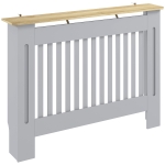 HOMCOM Slatted Radiator Cover, Painted Cabinet with Line Grill Design, 112L × 19W × 81H cm, Grey