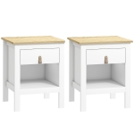 HOMCOM Lot de 2 tables de chevet avec tiroir et compartiment ouvert, 45 x 40 x 55 cm, blanc