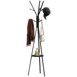 HOMCOM Porte-manteau trépied design contemporain branches étagère + 9 patères dim. 45L x 45l x 180H cm métal noir