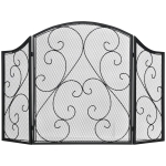 HOMCOM Pare-feu cheminée ou poêle - Pare-étincelles 3 Volets Pliables - dim. 66 x 31 x 81 cm - métal Noir
