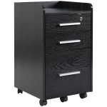 HOMCOM Caisson de bureau rangement bureau sur roulettes 3 tiroirs 1 verrouillable 1 trieur dossiers en bois noir