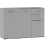 HOMCOM Credenza Moderna con 3 Armadietti e 2 Cassetti, in Legno, 106x35x76 cm, Grigio Chiaro