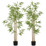 HOMCOM Plante artificielle Bambou arbre artificiel hauteur 180 cm avec pot, décoration interieur, très réaliste