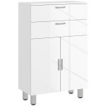 kleankin Mueble Auxiliar Baño Moderno con 2 Cajones Armario y Estantes Ajustables Antivuelco Carga 35 kg 60x30x93 cm Blanco