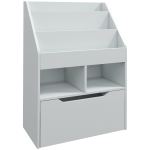 HOMCOM Kinderregal mit Schublade, Bücherregal mit Fächern, 60 x 29,9 x 90 cm, Grau