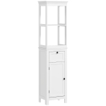 HOMCOM Meuble colonne de salle de bain armoire haute avec 2 étagères, 1 tiroir et 1 placard - 40 x 30 x 165 cm, blanc