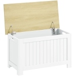 HOMCOM Baú de Arrumação 90 L com Tampa Versátil com Dobradiça de Segurança 80,5x40x46,4 cm Madeira e Branco