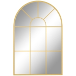 HOMCOM Wandspiegel, Fenster-Design, Flurspiegel, Metallrahmen, 91 x 60 cm, Gold