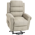HOMCOM Massagesessel mit Aufstehhilfe, Relaxsessel, Vibrationsköpfe, mit Neigefunktion, Leinenoptik, Beige