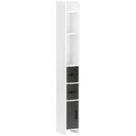 kleankin Coluna Casa de Banho com 3 Portas e 3 Prateleiras Abertas Coluna Auxiliar  Estilo Moderno 15x17x120 cm Branco e Preto