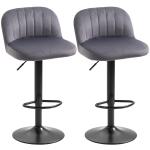 HOMCOM Lot de 2 tabourets de bar design contemporain avec repose-pieds hauteur réglable et pivotant gris