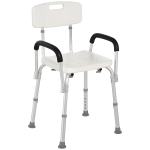 HOMCOM Shower Chair with Arms and Back, Height Adjustable Bath Bench, Non-Slip Shower Stool for Inside Tub, Aluminum Bathroom Bench for Elderly, Senior, Disabled, Handicap, White