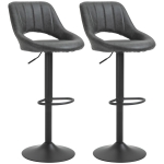HOMCOM Set van 2 barkrukken, met een lederlook, draaibaar, verstelbaar in hoogte, met een voetensteun, metalen frame, afmetingen in de kleur grijs