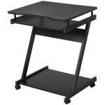 HOMCOM Movable Computer Desk with 4 Moving Wheels and Keyboard Tray Black